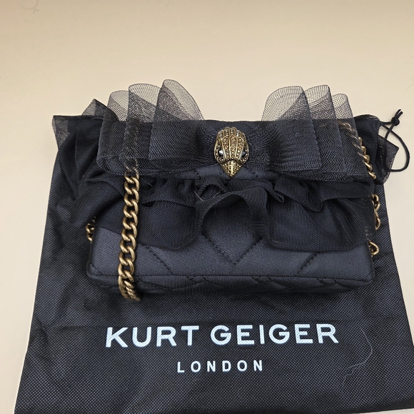 Like New Kurt Geiger Bback Clutch with Gold Chain and Bow Accent With Dusty - Picture 5 of 5